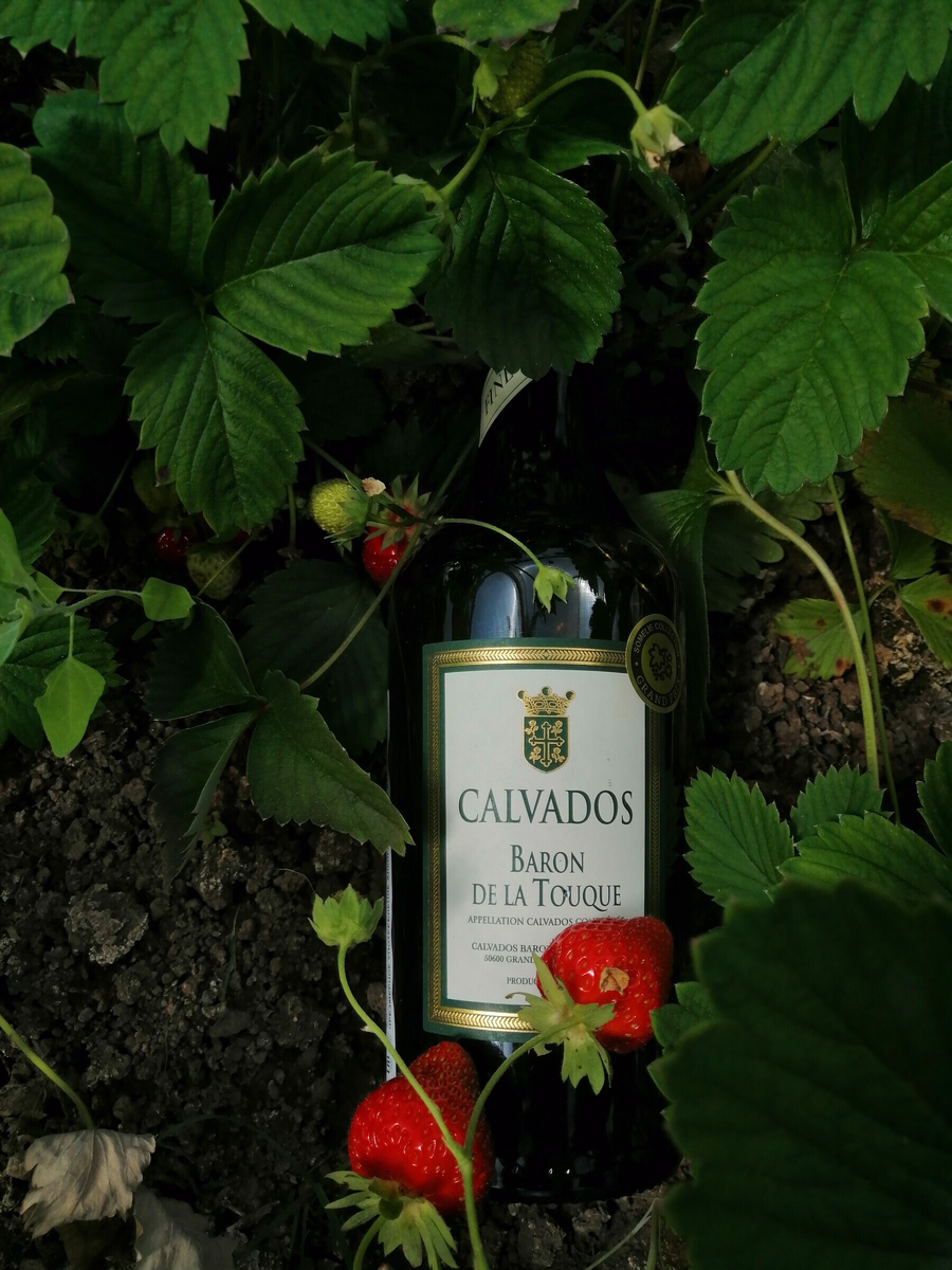 Calvados Baron De La Touque Fine на даче среди первой клубники