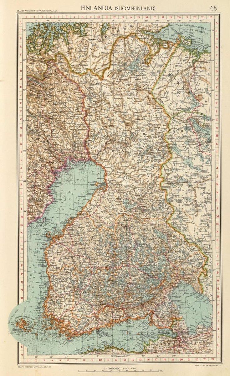 Это продолжение цикла статей о формировании границ Финляндии. Начало – здесь. Подведем итоги первых лет финской независимости (разглядывая карту из итальянского атласа 1929 г.
