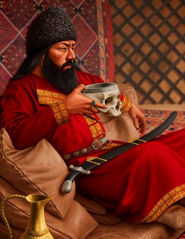 Куря и череп Святослава. Художник: Joan Francesc Oliveras Pallerols