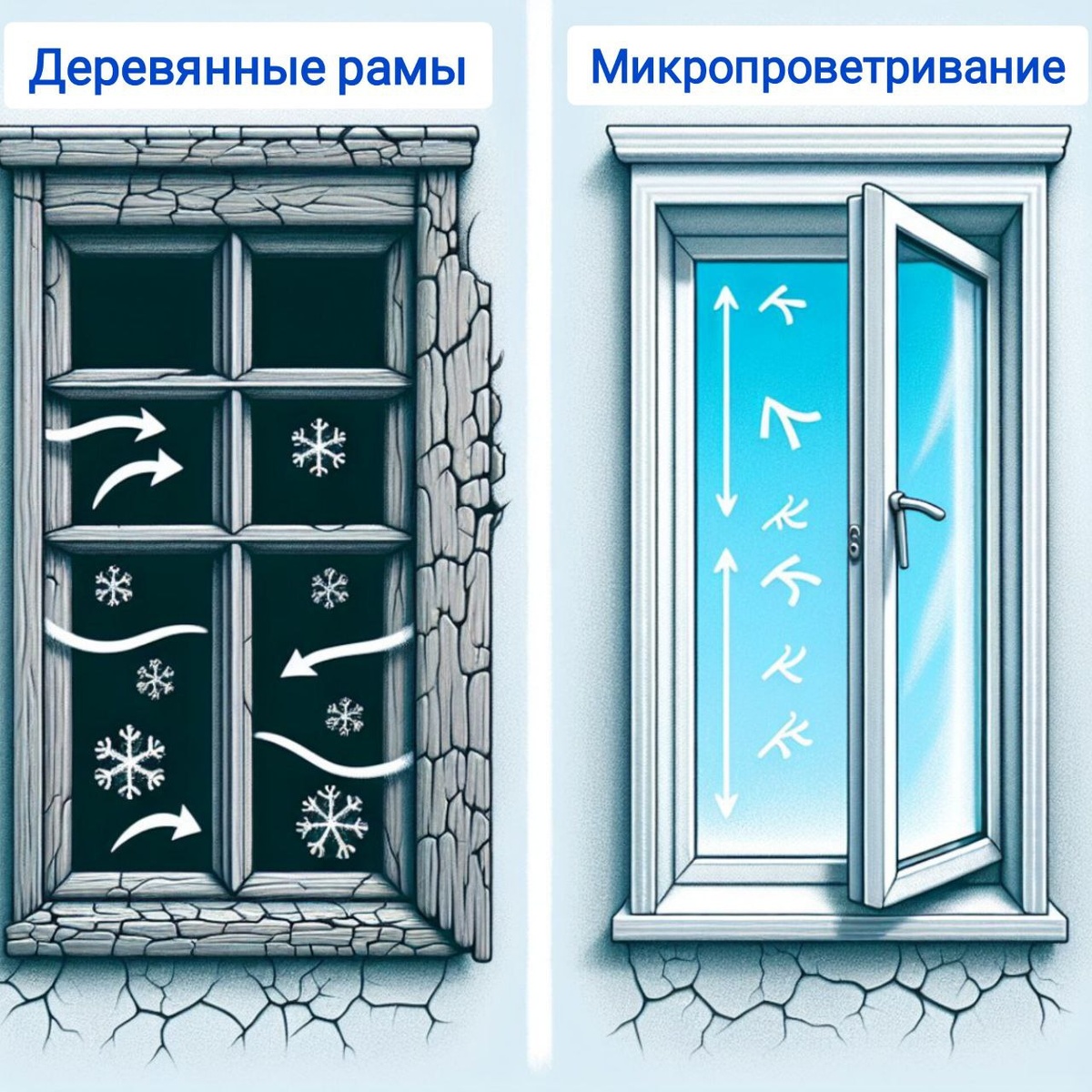 Деревянные рамы и современные стеклопакеты с микропроветриванием