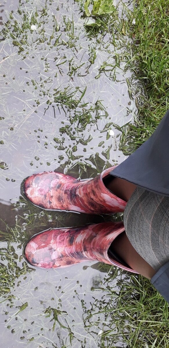 Успела только городскую обувь переодеть, пока дождь не закончился.