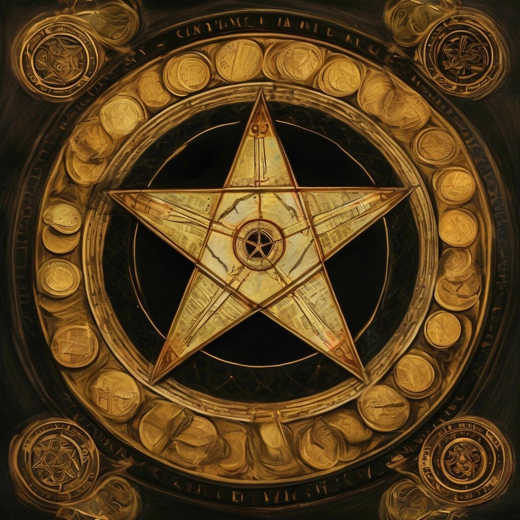 Пентакли - символ земной практичной жизни. В масти сосредоточены материальные ресурсы, включая и здоровье человека, его отношение к бытовым вопросам.