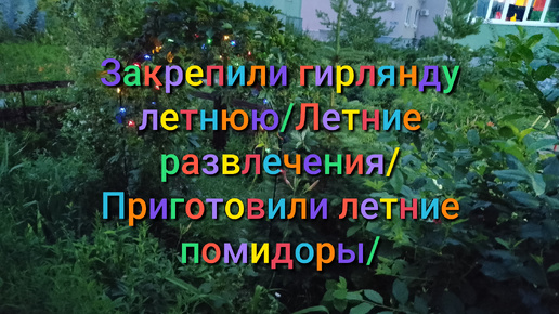 Закрепили уличную гирлянду/ Летние развлечения/Приготовили летние помидоры/