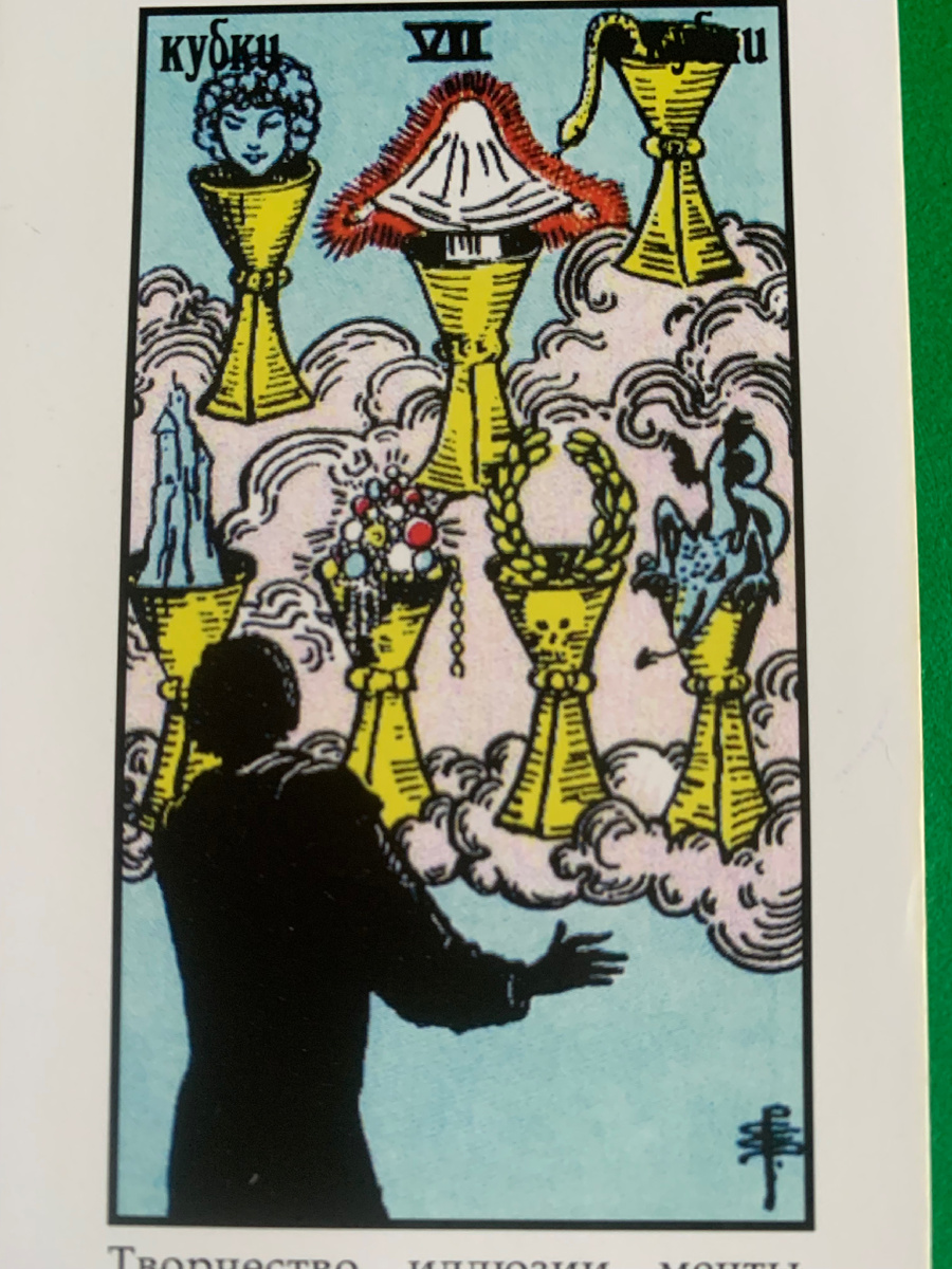 Младший Аркан  Кубки 7 из колоды Таро Райдера Уэйта