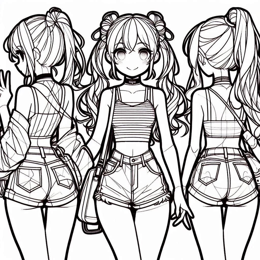 Раскраска девочка аниме 