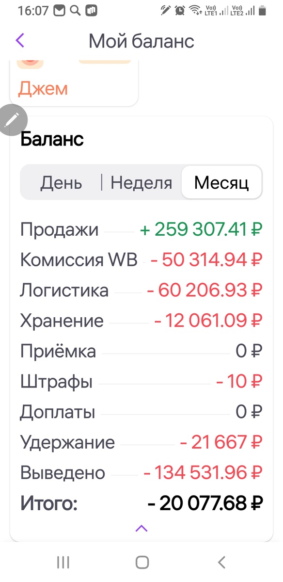 Магазин на ВБ, расчеты из личного кабинета