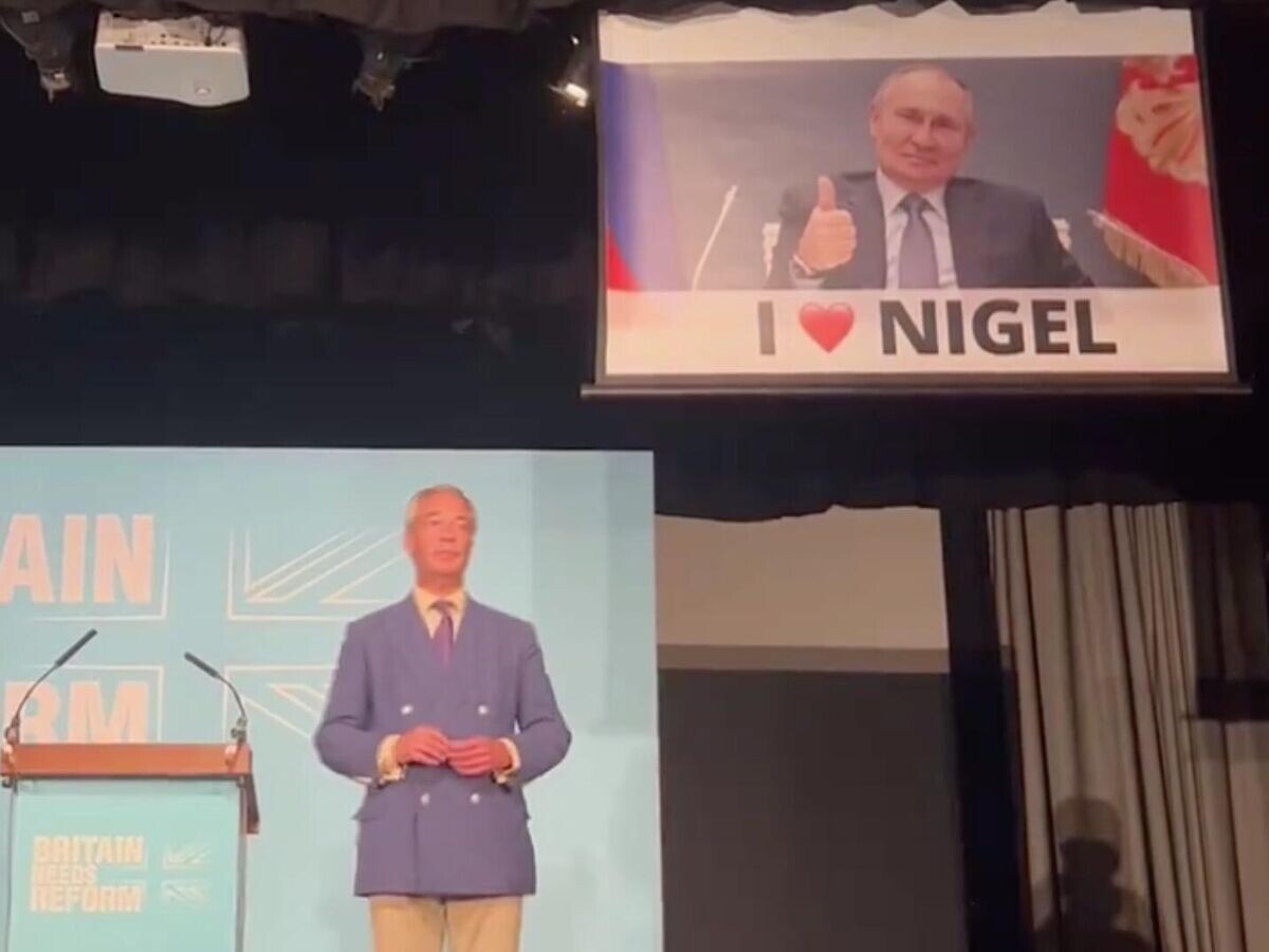    Выступление лидера британской правой популистской партии Reform UK Найджела Фараджа© Led by Donkeys/X