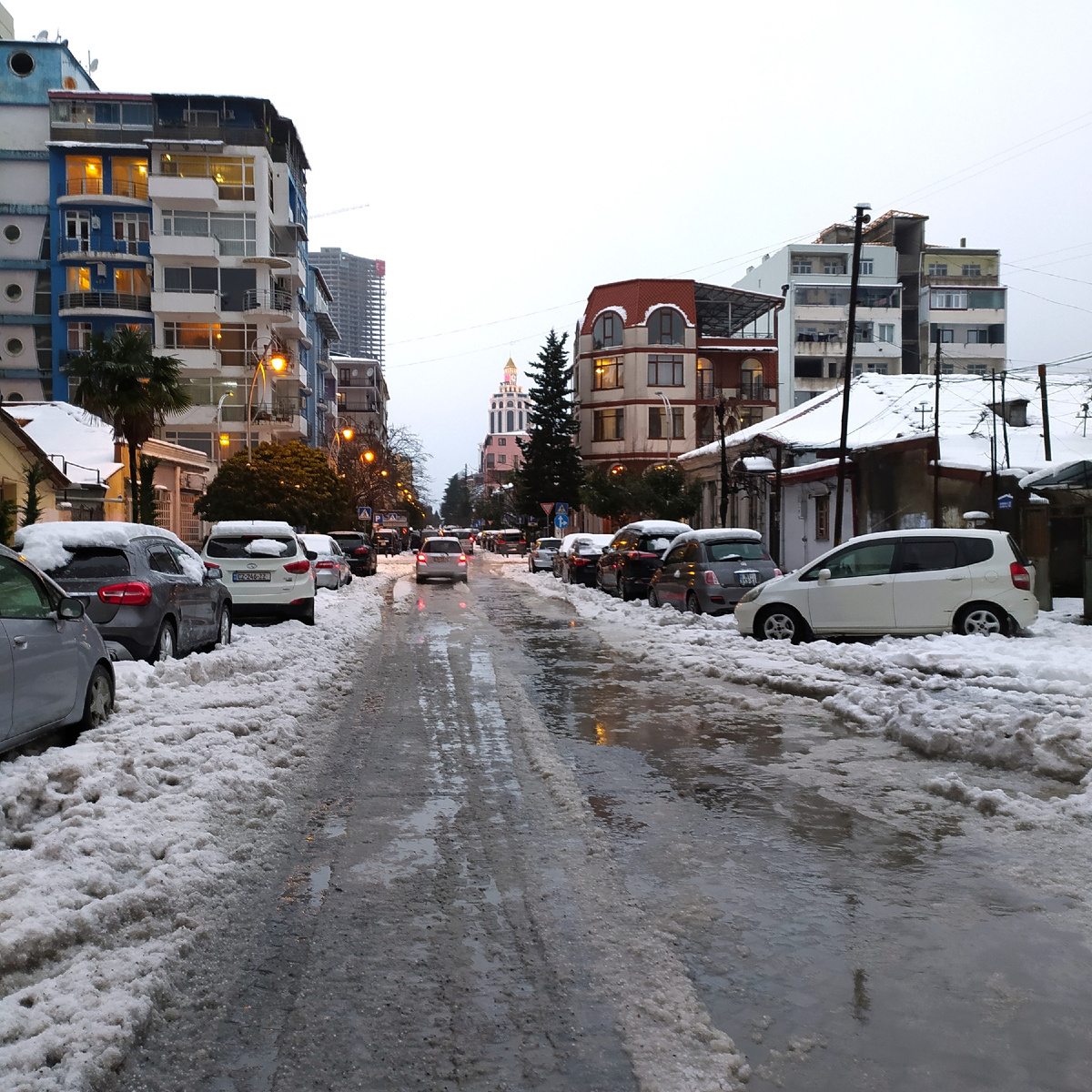 Грузия. Батуми в снегу. Бывает и так