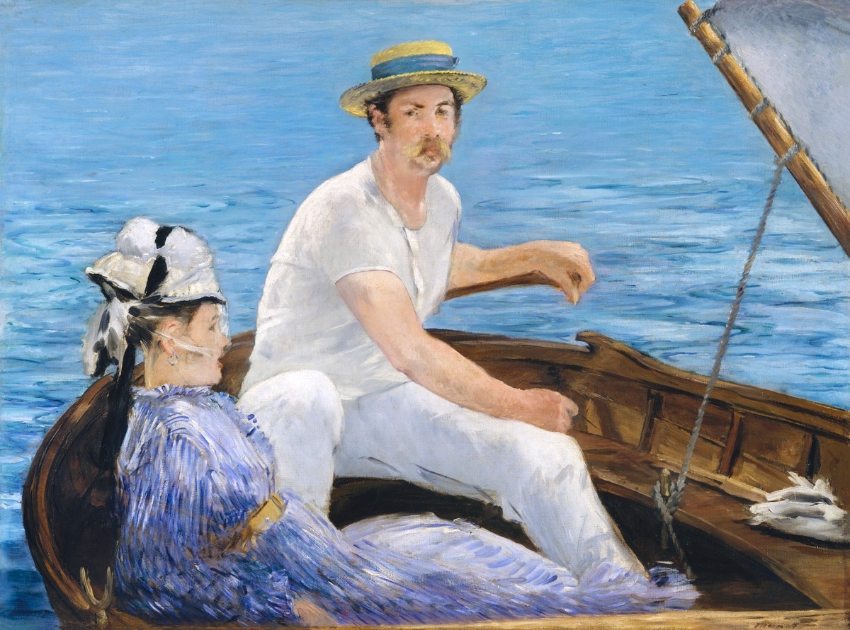 Boating (1874) painting in high resolution by Édouard Manet. Original from The MET. Digitally enhanced by rawpixel.