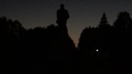 Скульптура Ленина на фоне ночного неба