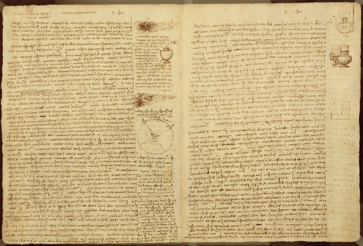 Страница из Лестерского кодекса, 1508-12 гг.