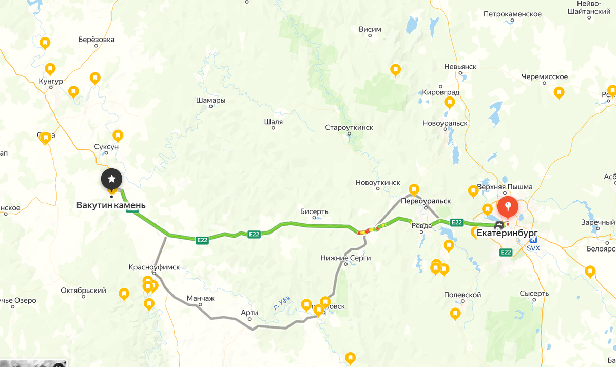 Маршрут из Екатеринбурга