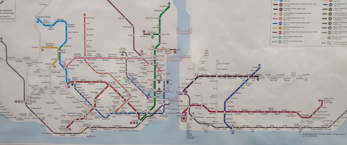 Карта метро Стамбула 2024
