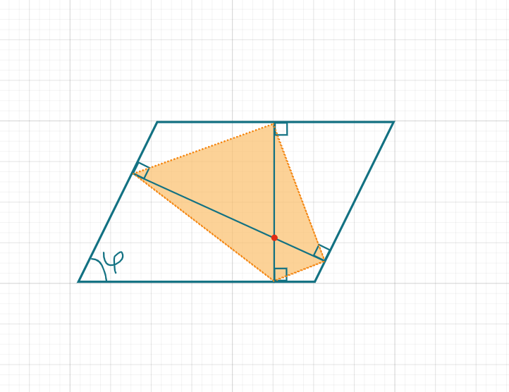 37. ★★☆ Внутри параллелограмма взяли точку. Из неё на все его стороны опустили перпендикуляры. Их основания образуют новый четырёхугольник.
