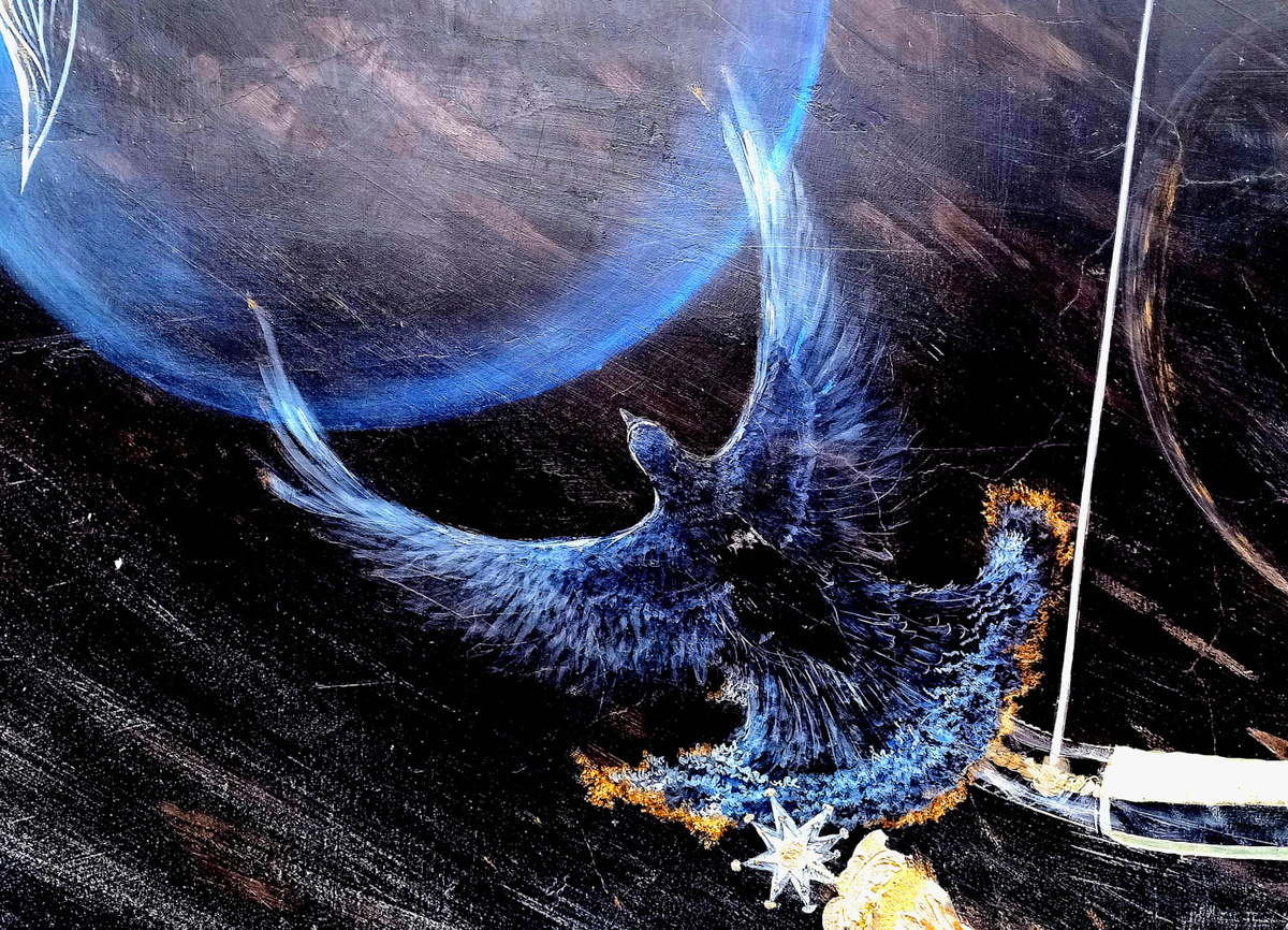 Птица на граффити «Джокер». Донецк. Фото 2024 года. 