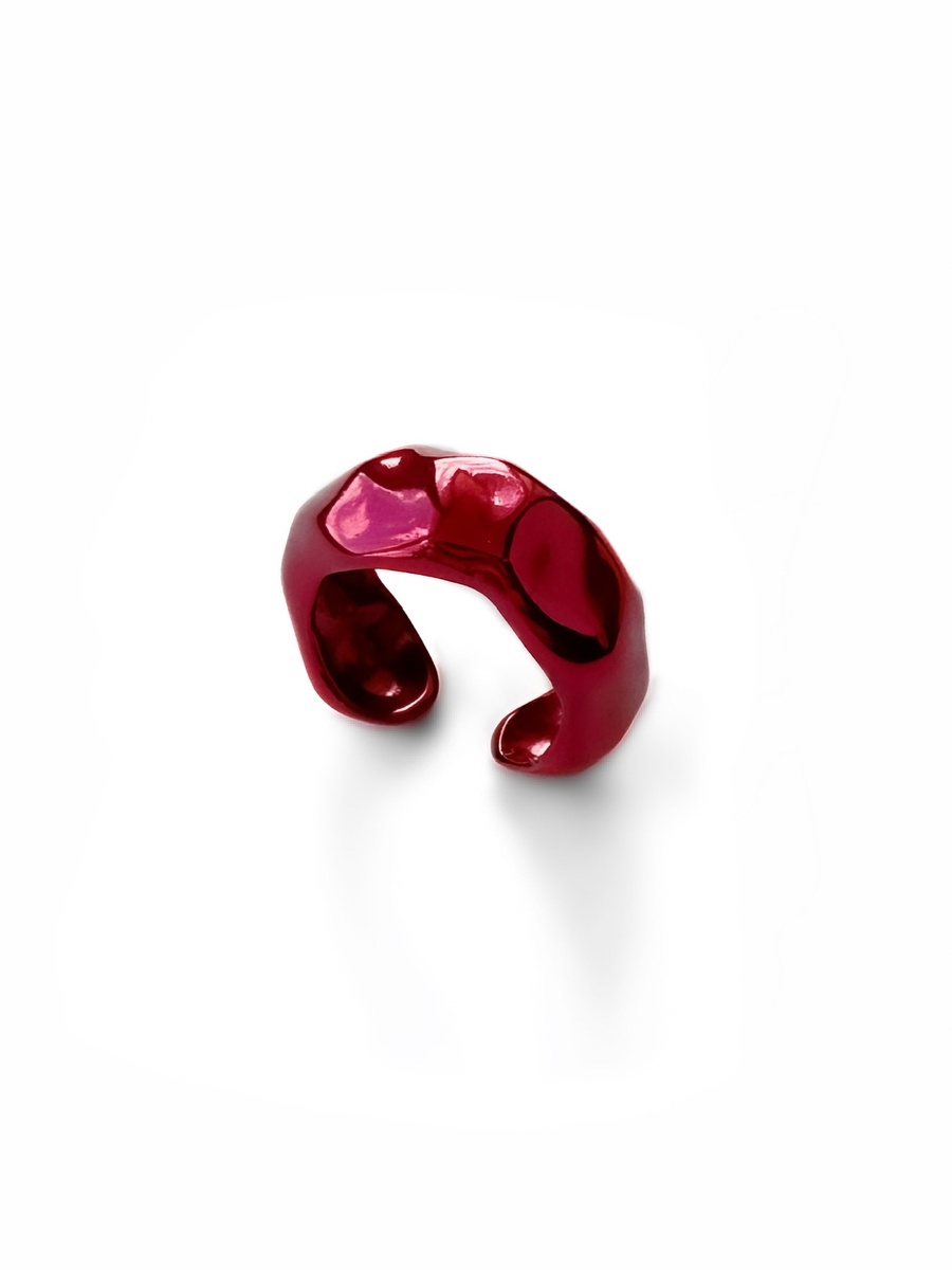 Серебряная серьга-кафф «Слияние» dark red