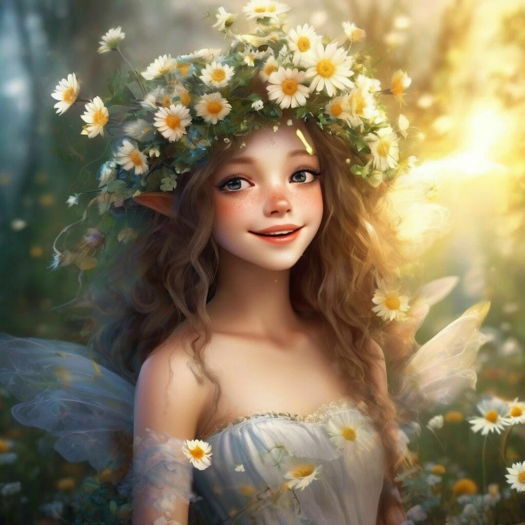 Дева Ромашка, созданная на моём канале в Шедевруме. Нарисовал картинку Ии.         