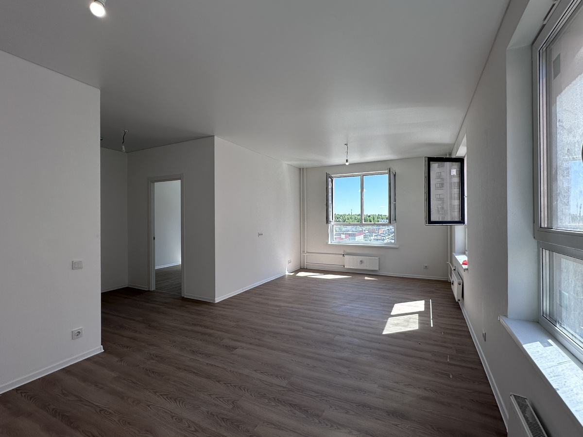 Кухня-гостиная в апартаменте 2 Е в 68 корпусе проекта "Люберцы" от ГК "Самолёт".