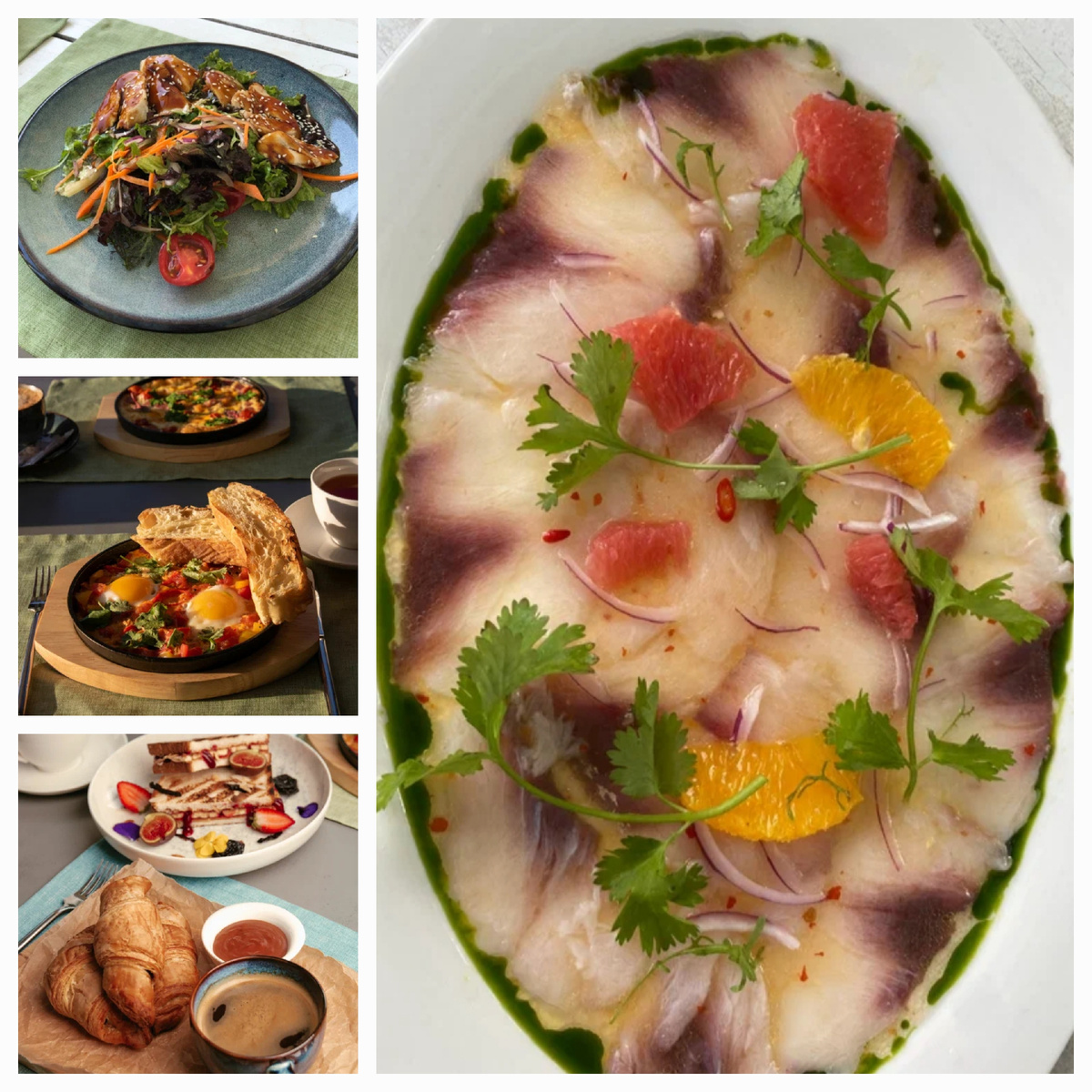 Еда в ресторане Сад и море