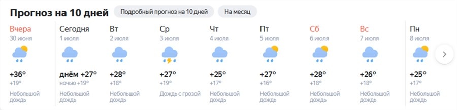 Скриншот: «Яндекс.Погода»
