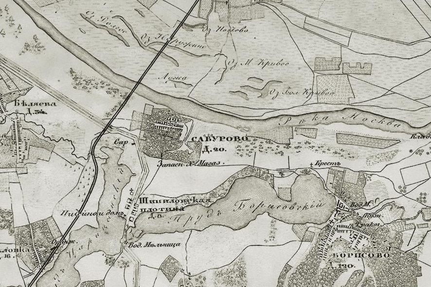 Село Сабурово. Топографическая карта 1878 года. Источник: retromap.ru 