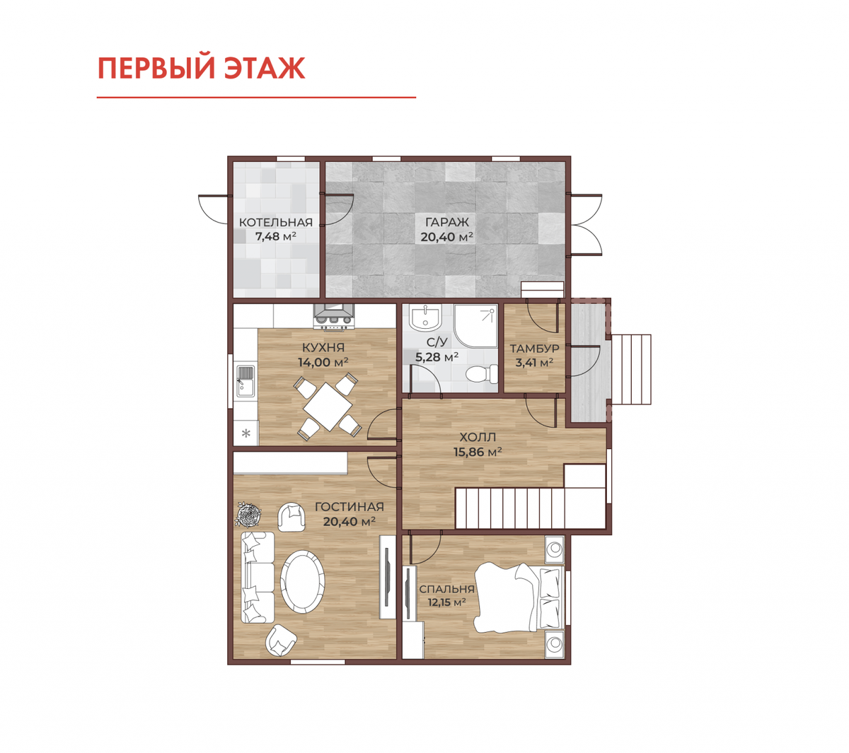 Планировка проекта дома Фаворит 9,5х9