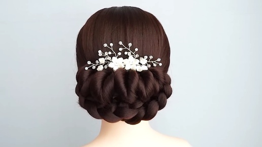 Романтичная свадебная причёска на длинные волосы. Причёска для невесты, причёска на свадьбу. Вечерняя причёска на торжество