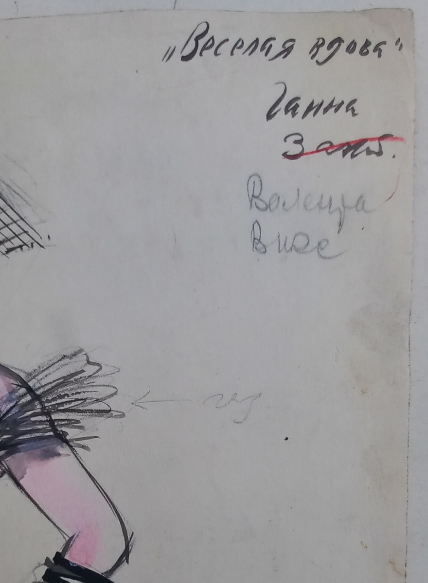 "Веселая вдова" Ганна. Валента, Викс (артистки). Газ (материал для рукава платья).