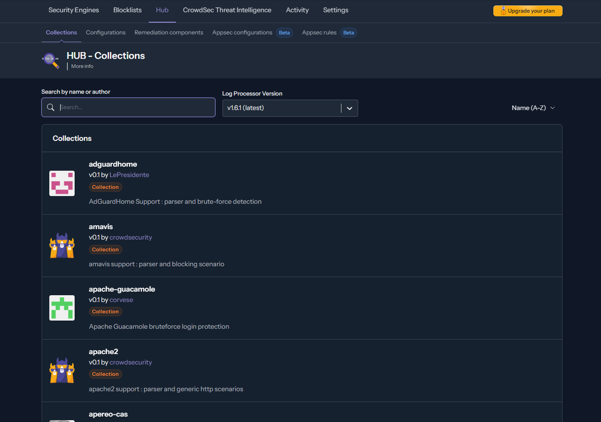 Коллекции можно на Crowdsec HUB