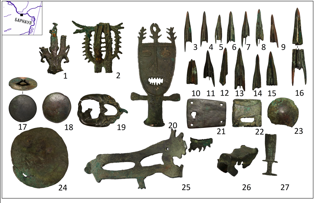 Рис. 1. Новообинцевский «клад» (1 – 27), без масштаба. Фото В.В. Воробьева.