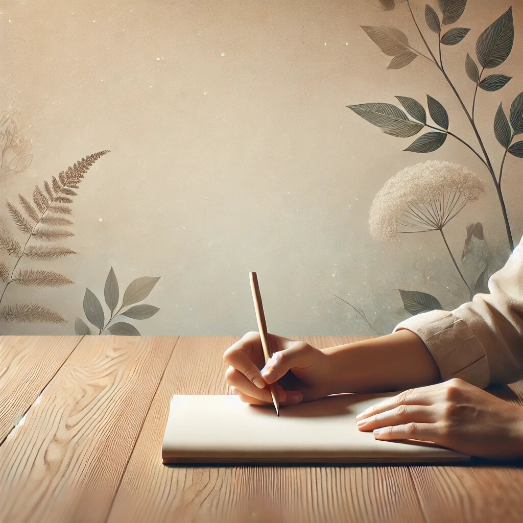 Первое изображение - Человек, пишущий в дневнике, окруженный спокойной обстановкой, символизирующей процесс самонаблюдения и анализа.