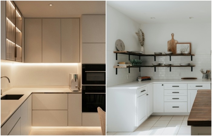 Для кухни с балконом подойдет мебель в современном и традиционном стиле