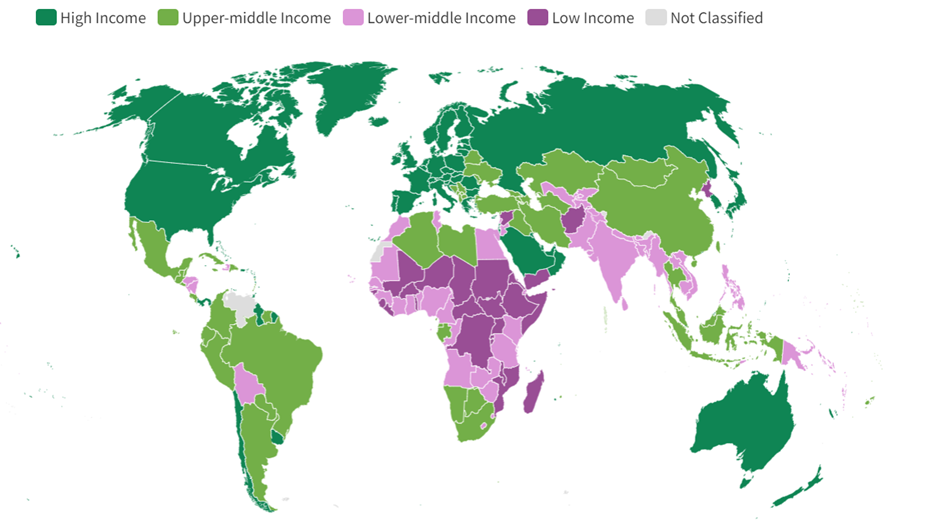    Классификация стран по уровню дохода. Автор фото: Всемирный банк
