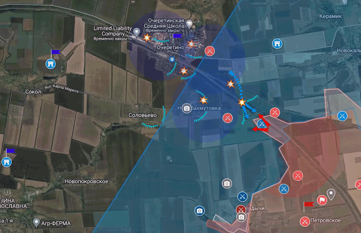 Очеретино - Соловьёво. Обстановка на 25.04.24. Карта боевых действий (crimeapress.info)