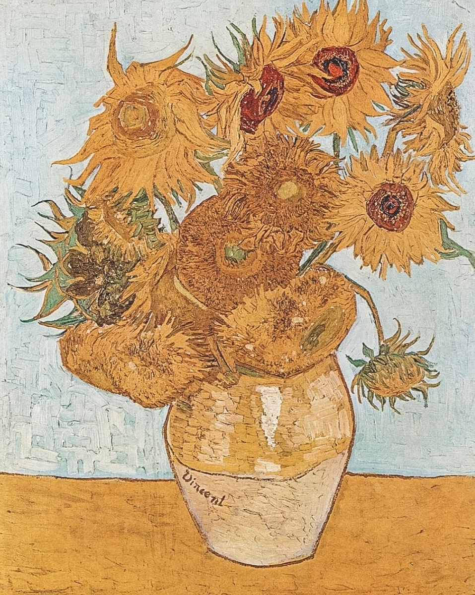 "Двенадцать подсолнухов в вазе" Август 1888 г.Винсент Ван Гог Новая пинакотека, Мюнхен.