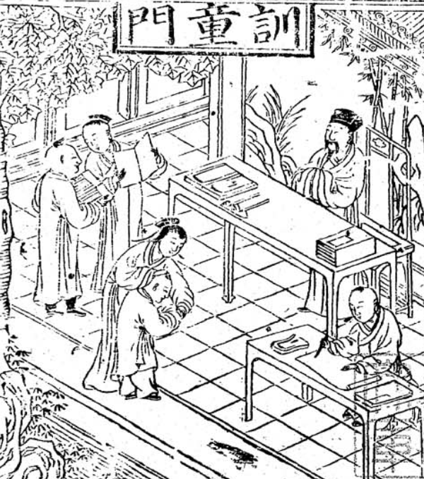 Некоторые примеры иллюстраций, которые "вводят" категории энциклопедии (門 men): Обучение детей.