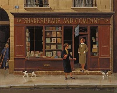 Robert Sivard. Шекспир и Ко. Одно из редких? если не единственное, живописных изображений магазины Сильвии Бич. Плохого качества картинка