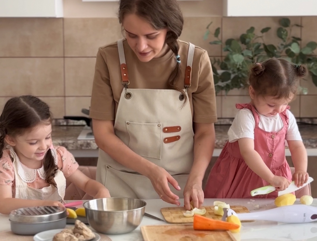 Готовим крем-суп из индейки с моими дочками Лисой и Соней