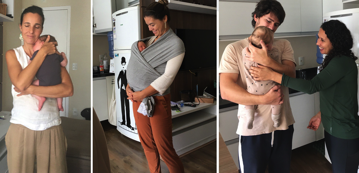 Мои акушерки и доула, в ходе послеродовых визитов к нам