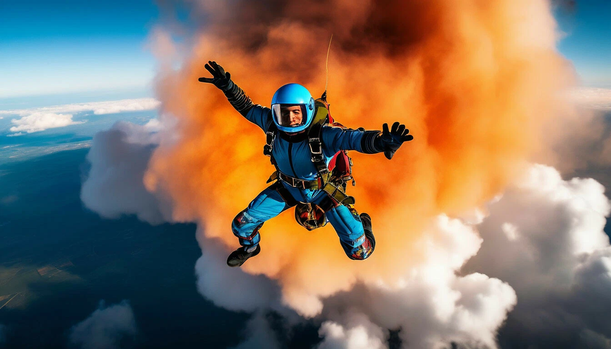 Парашютист в небе 