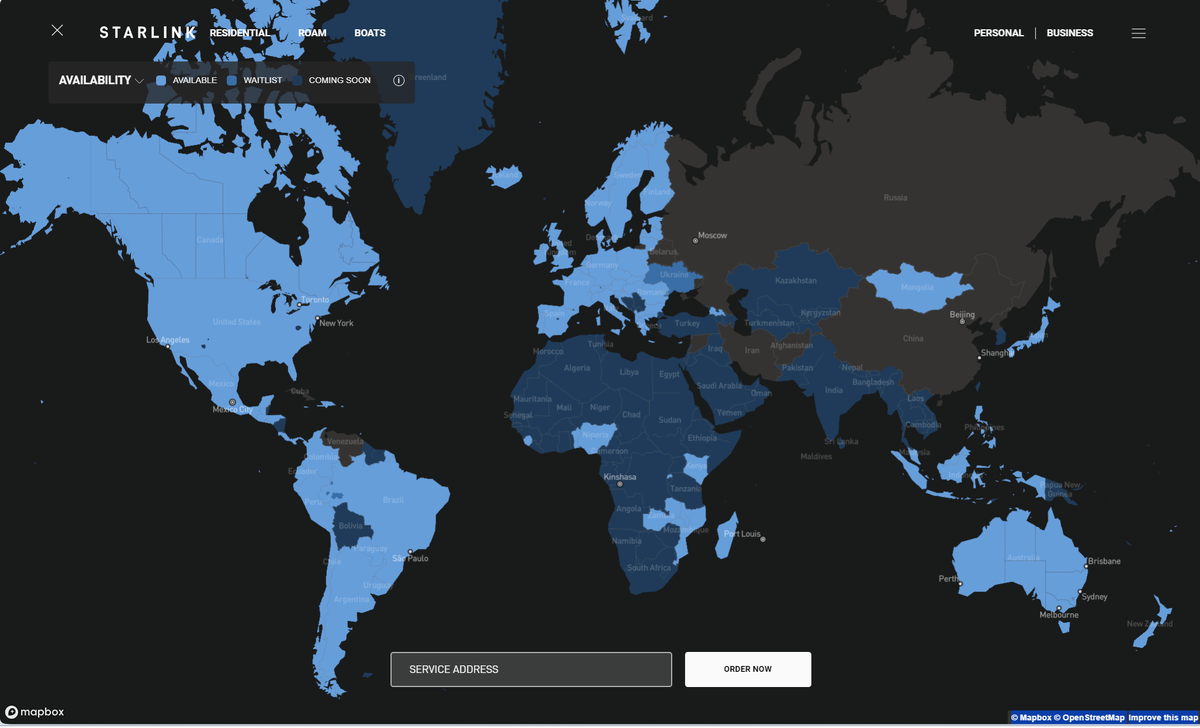 Starlink map 1.07.2024