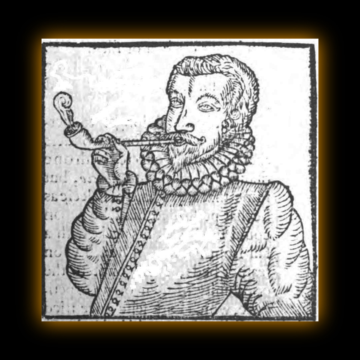 Самое раннее изображение человека, курящего трубку, 1595 год, автор английский писатель Энтони Чут.