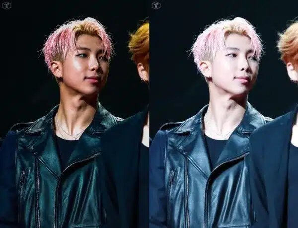    Неотредактированное и отредактированное изображение РМ BTS