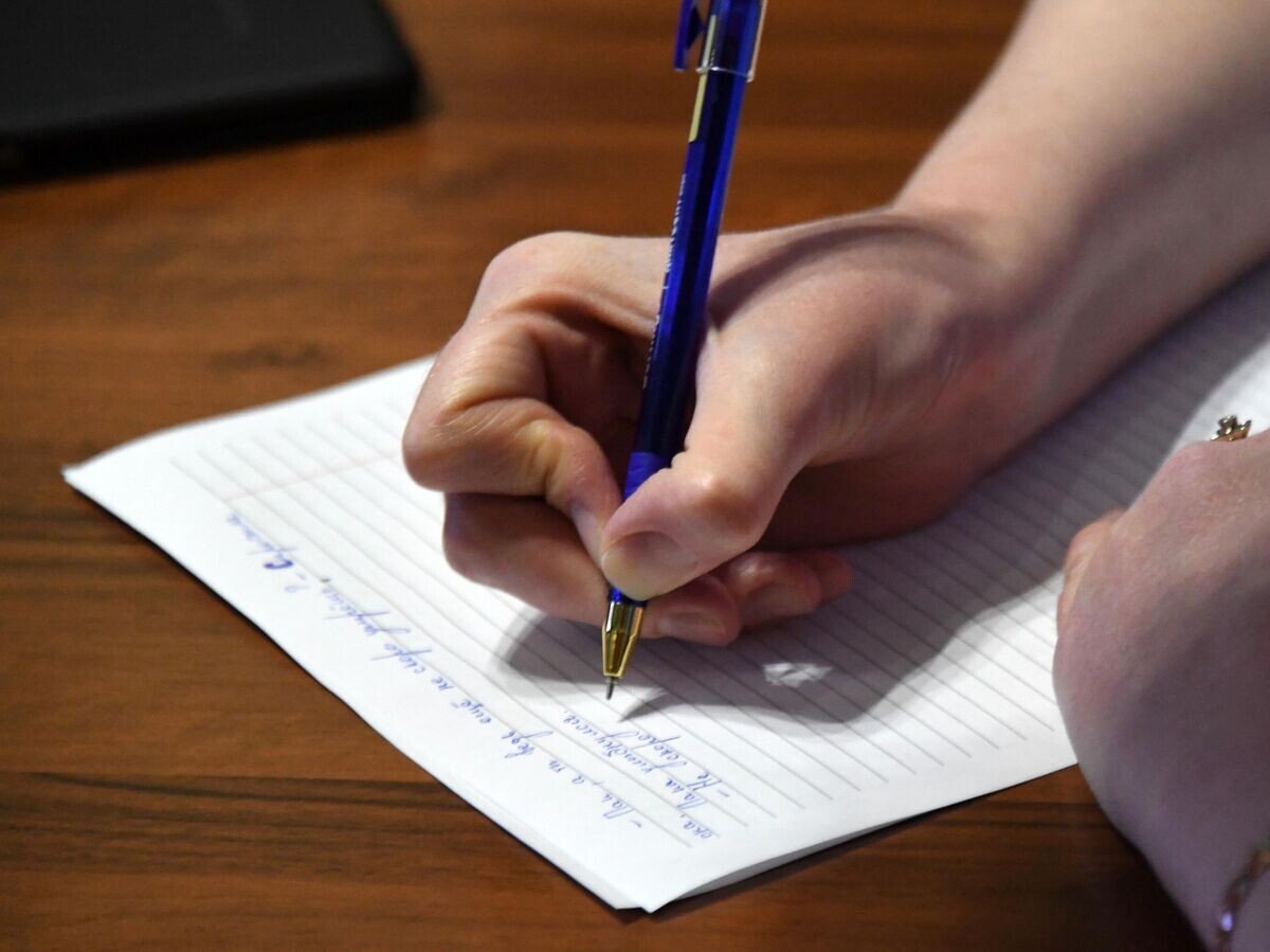    Участница тотального диктанта© РИА Новости / Виталий Аньков