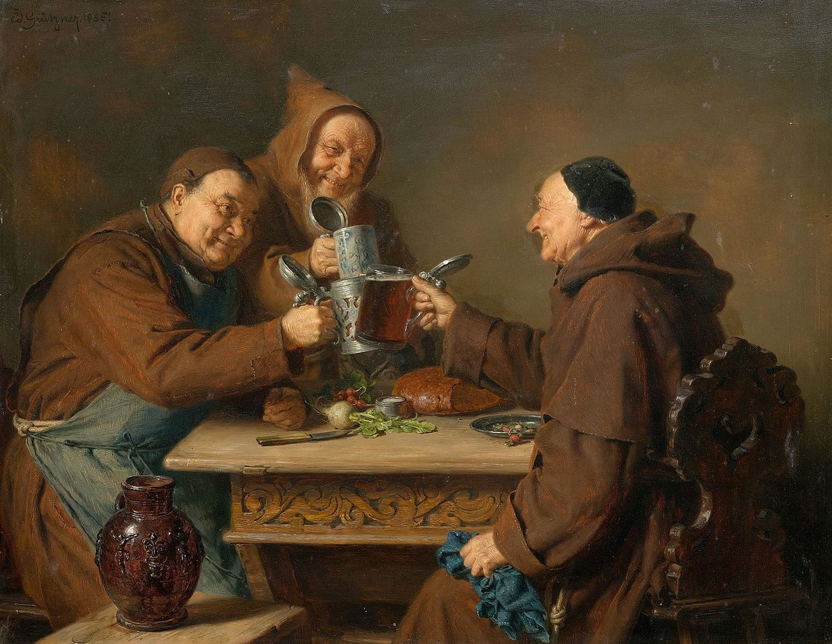Три монаха перекусывают, 1885. Частная коллекция