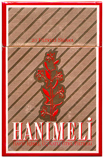 "Hanimeli". Турция, 1980-е годы. 20 штук с фильтром в боксе и в целлофане. Цена (была) 600 лир. Производитель: "Tekel". Владелец торговой марки: "Tekel".