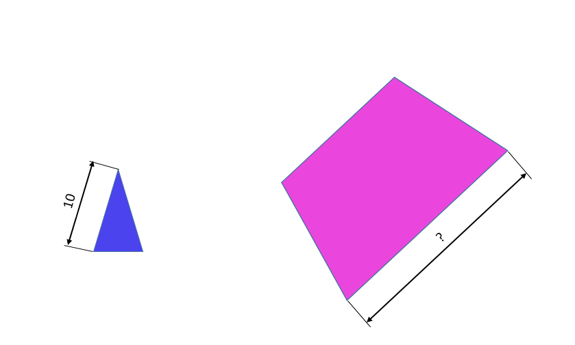 Посмотрите на картинку и определите длину основания трапеции.