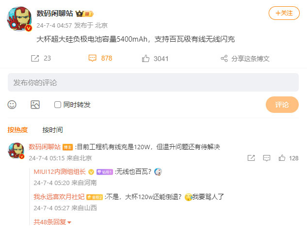 Пост Digital Chat Station в Weibo