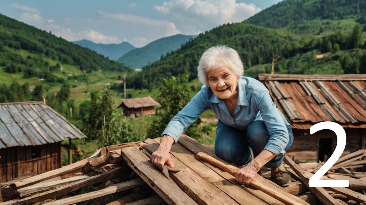 Анне Петровне пришлось самой чинить собственную крышу, помощи она не дождалась.
