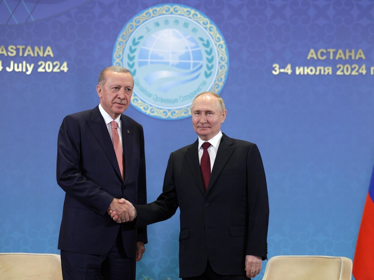     Президент РФ Владимир Путин и президент Турецкой Республики Реджеп Тайип Эрдоган© РИА Новости . POOL/Гавриил Григоров